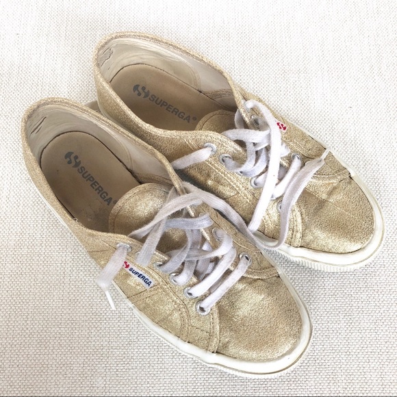 SUPERGA Gold Canvas Tennis Shoe - Picture 2 of 5